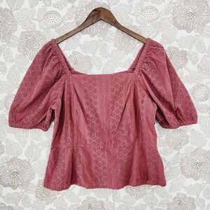 Ann Taylor Pink Eyelet Blouse